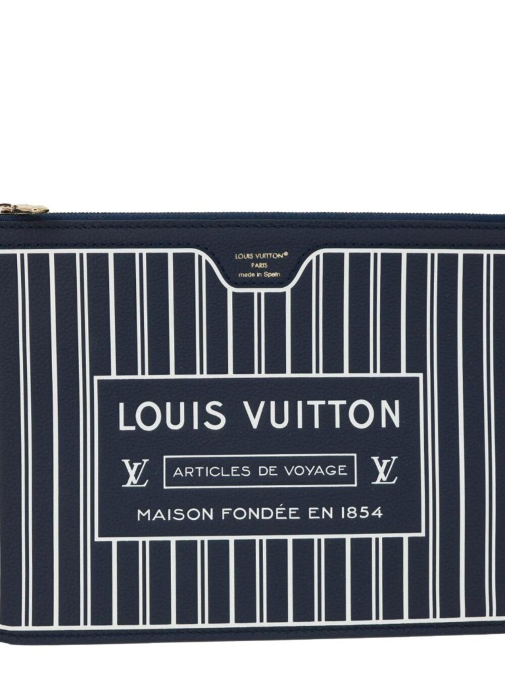 Louis Vuitton Neverfull Inside Out MM Calfskin Leather Pochette Navy Blue